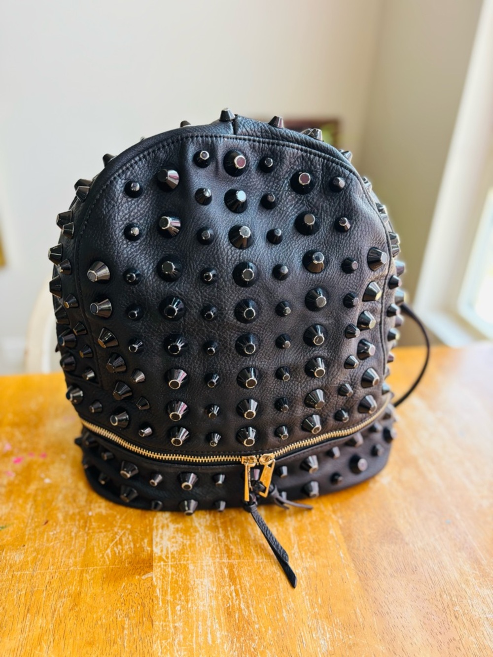 Traci Lynn Black Studded Vegan Leather Backpack - Picture 13 of 13